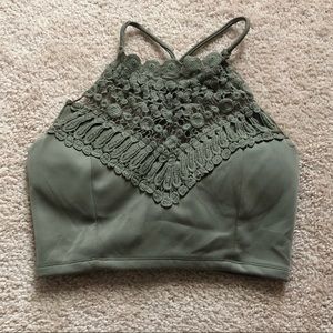 Like new Size small Olive Green Crochet Crop Top